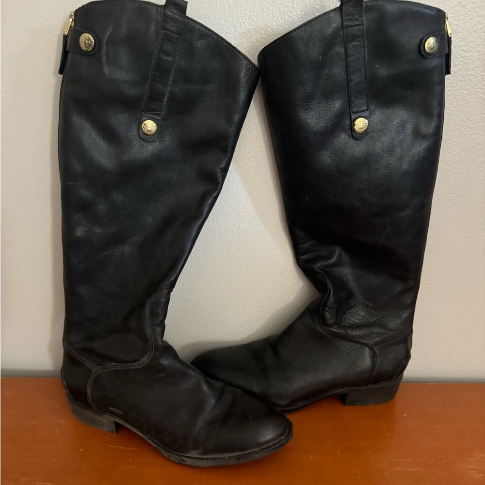 Sam Edelman Black Leather Penny Tall Riding Boots Size 8.5